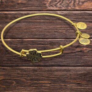 ALEX AND ANI Celtic Four Leaf Clover Bangle Gold Tone Preppy Charms Bracelet